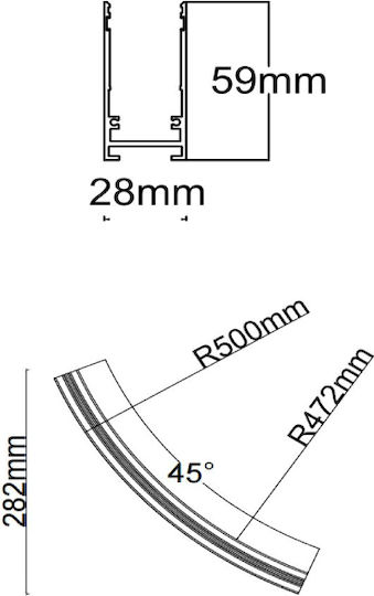 Magnetische Schiene Kurvig 1/8 D1000 2c Oberfläche Sand Schwarz