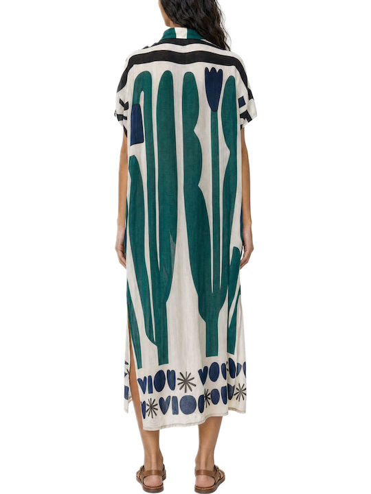 Moutaki Rochie de vară Maxi Rochie-cămașă Verde Moutaki Rochie de vară Maxi Rochie-cămașă Verde