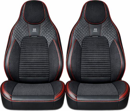 Set Premium De Huse Scaune Auto Blaze Torque Model Sporty Design Universal Ergonomic Piele Sintetica Inserții Textile Negre Roșii