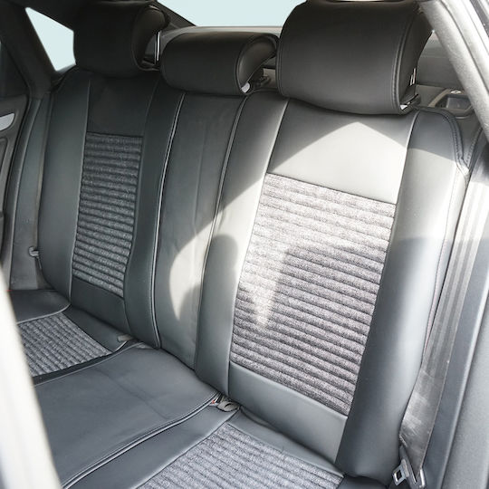 Set Premium De Huse Scaune Auto Blaze Torque Model Sporty Design Universal Ergonomic Piele Sintetica Inserții Textile Negre Roșii
