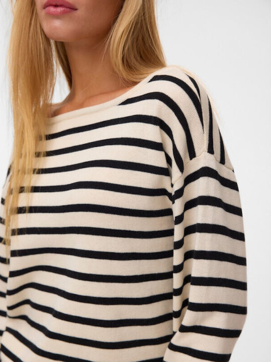 Damen Pullover Gestreift Schwarz
