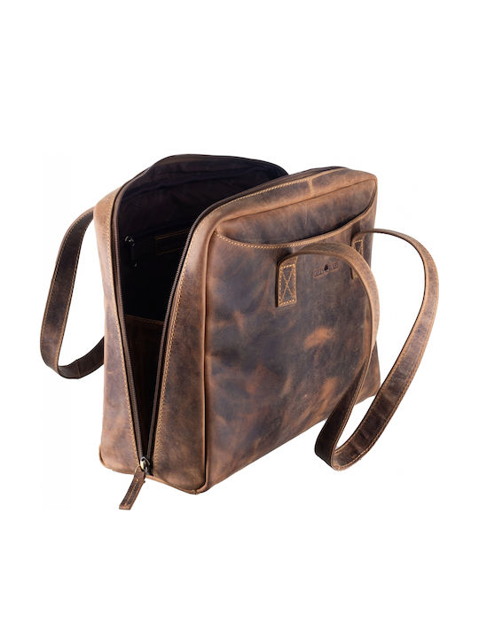 Leder Damen Schultertasche Braun