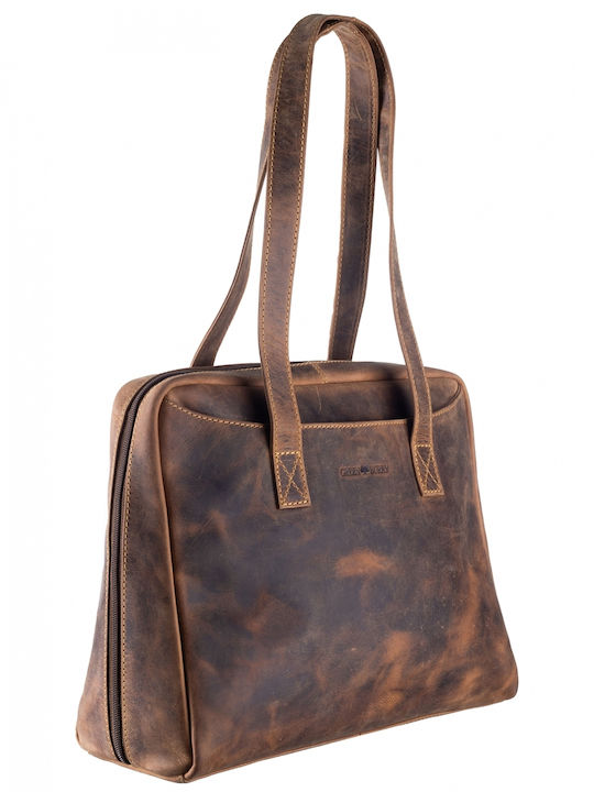 Leder Damen Schultertasche Braun