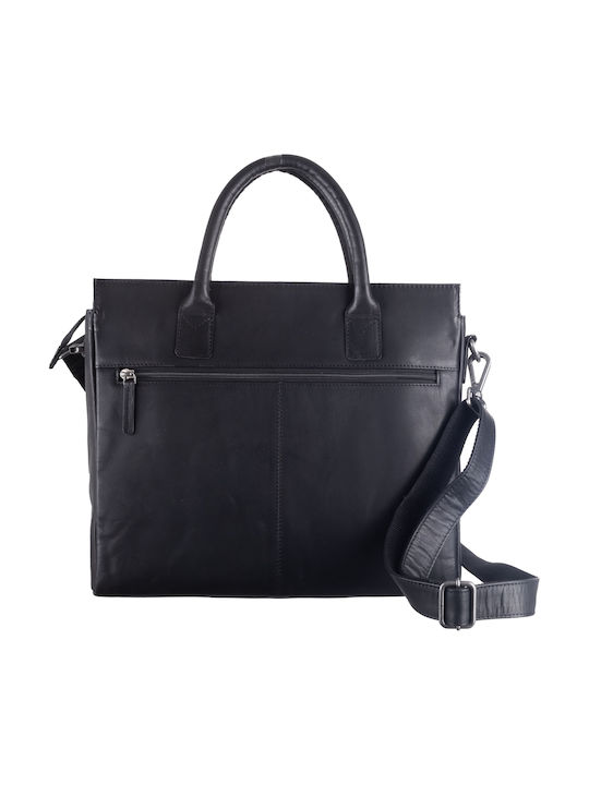 Leder Damen Schultertasche Schwarz