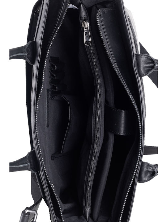 Leder Damen Schultertasche Schwarz