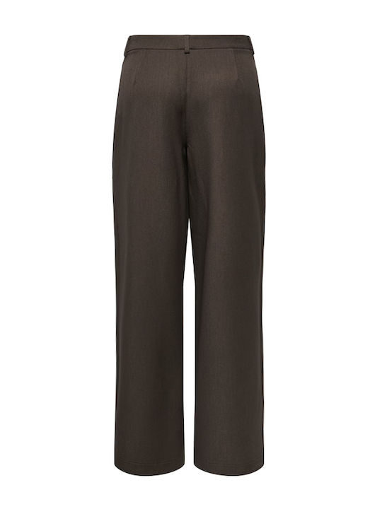 Only Women's High Rise Fabric Trousers in Straight Leg Brown Only Women's High Rise Fabric Trousers in Straight Leg Brown