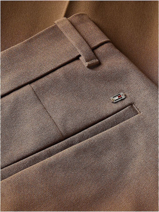 Women's Fabric Trousers in Slim Fit Striped Beige