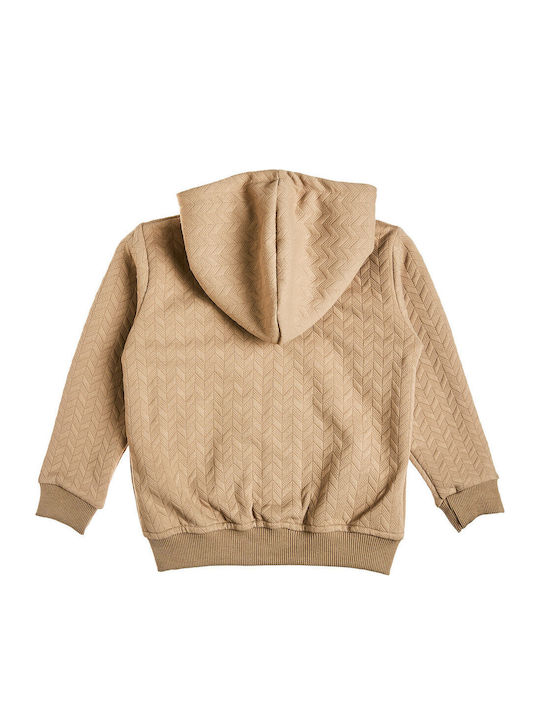 Kinder-Sweatshirt Strickjacke mit Kapuze und Taschen Beige