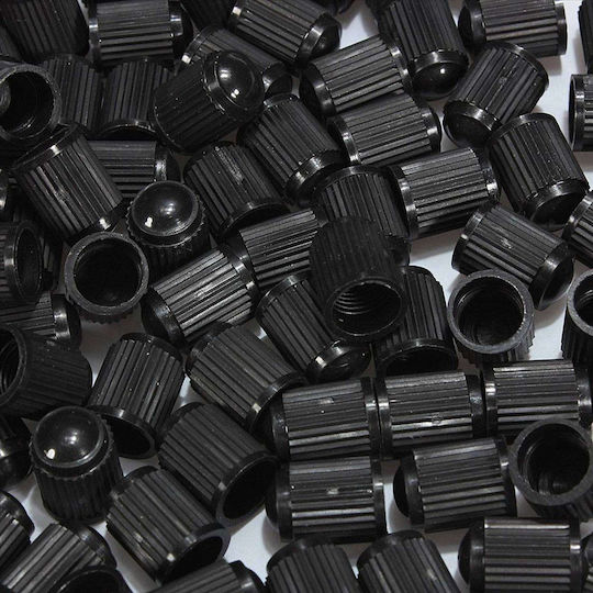 Set 100 Bucăți Capace de supapă Material Plastic Culoare Neagră Mașini Camioane Biciclete Motociclete ATV-uri Quad-uri