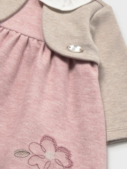 Kids Dress Set with Coat Pink