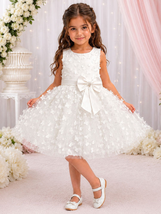 Mädchenkleid mit Pailletten Weiß