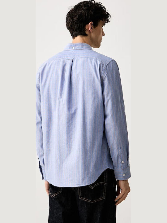 Long Sleeve Shirt in Regular Fit Striped Blue M6YH04W2841 SB0F
