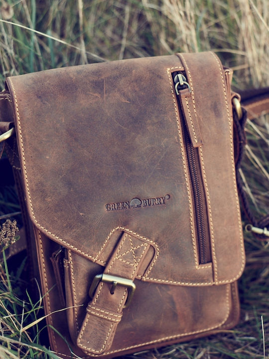 Geantă bărbătească de umăr / crossbody din piele maro