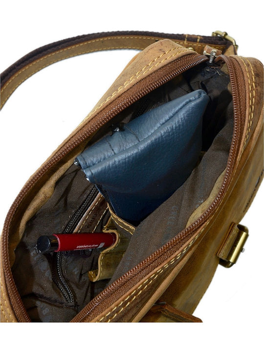 Geantă bărbătească de umăr / crossbody din piele Bej