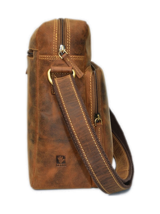 Geantă bărbătească de umăr / tip crossbody din piele maro