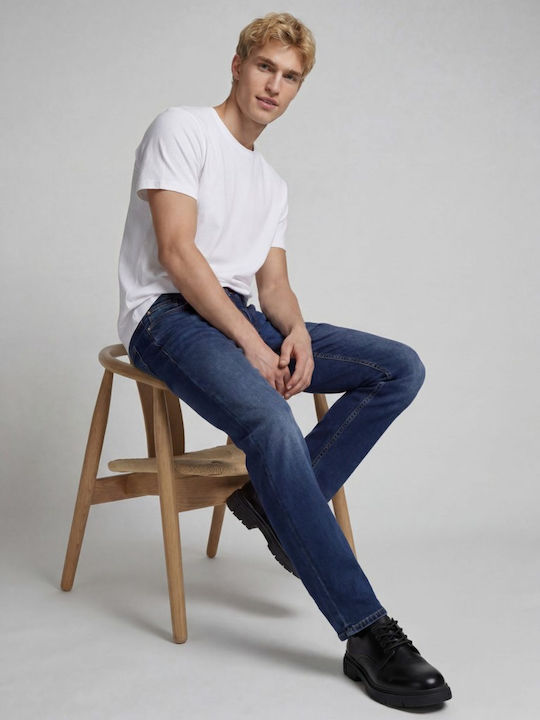 Pantaloni De Blugi Pentru Bărbați Regular Tapered Fit Albastru Denim