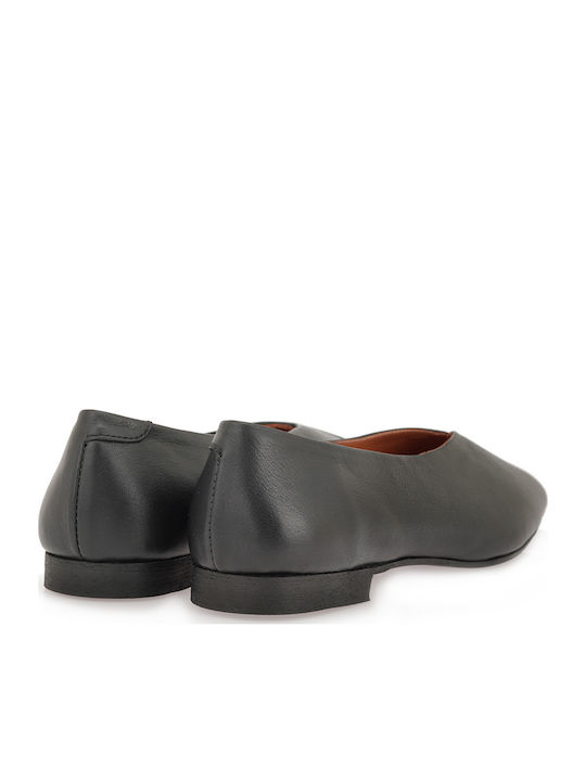 Leather Women's Ballerina Shoes In Black Colour