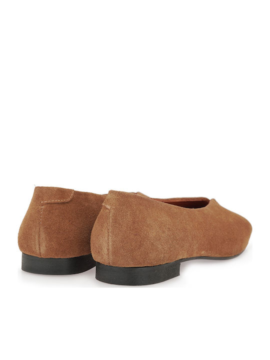 Suede Women's Ballerina Shoes In Brown Colour