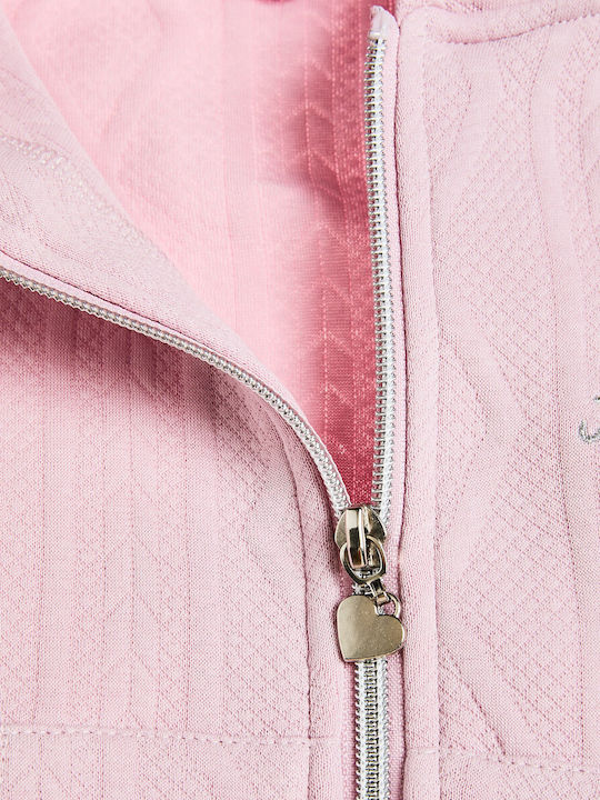 Kinder-Sweatshirt Strickjacke mit Kapuze und Taschen Rosa