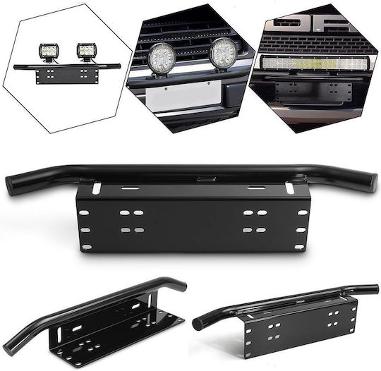 Suport Plăcuță Licență Bullbar Din Aluminiu Vopsit Cu Acoperire Electrostatică Proiector Pentru Vehicule Off-road Culoare Neagră