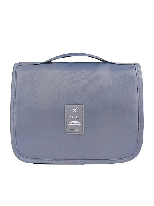 Abyz Foldable Travel Makeup Bag Hook Waterproof Multiple Compartments Gray 24x19cm