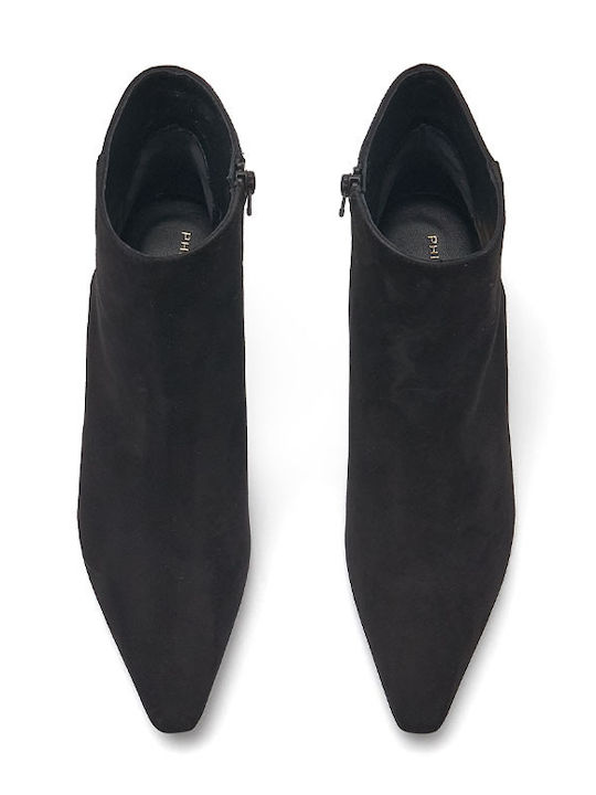 Wildleder Stiefeletten Damen Ankle Boots mit Plattform Schwarz
