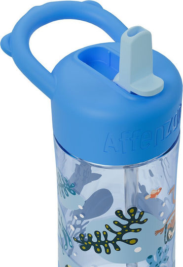 Affenzahn Plastic Kids Water Bottle with Straw Non Spill Unbelievable Underwater World 430ml
