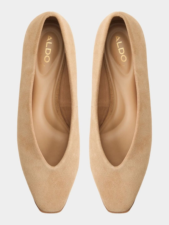 Suede Damen Ballerinas Spitz zulaufend Beige