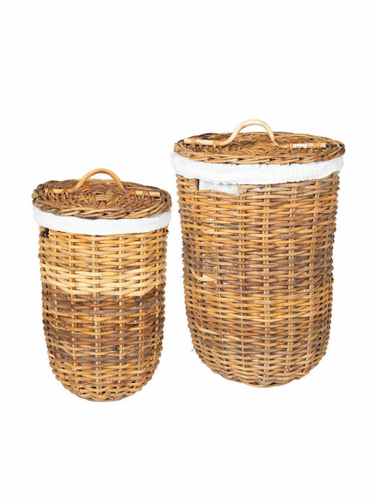 vidaXL Wicker Laundry Basket with Lid Brown