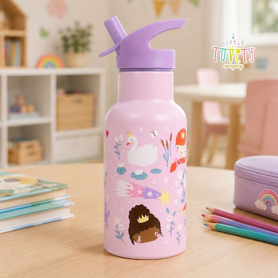 A Little Lovely Company Ανοξείδωτο Παιδικό Σετ Φαγητού 0.35lt Princesses + μπουκάλι νερού