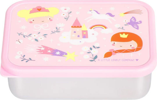 A Little Lovely Company Ανοξείδωτο Παιδικό Σετ Φαγητού 0.35lt Princesses + μπουκάλι νερού