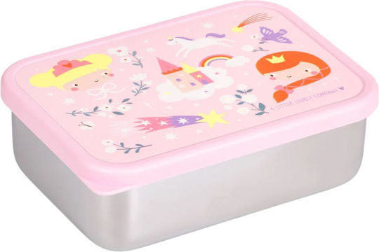 A Little Lovely Company Ανοξείδωτο Παιδικό Σετ Φαγητού 0.35lt Princesses + μπουκάλι νερού