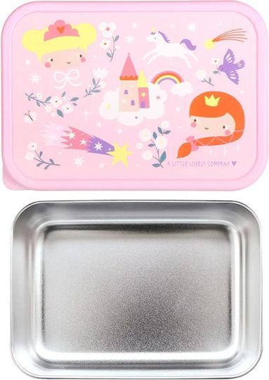 A Little Lovely Company Ανοξείδωτο Παιδικό Σετ Φαγητού 0.35lt Princesses + μπουκάλι νερού