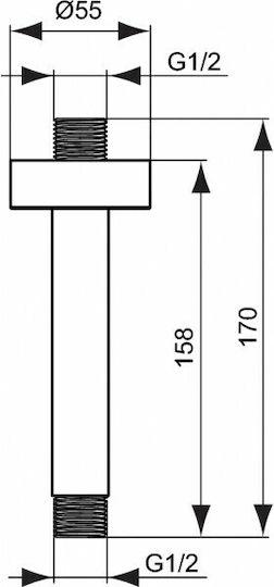 Ideal Standard Idealrain B9446aa Braț Cromat Pentru Tavan 15cm Ideal Standard Idealrain B9446aa Braț Cromat Pentru Tavan 15cm