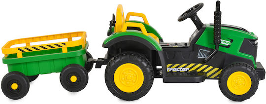 Kids Electric Tractor with Trailer 12 Volt Green for 3+ Years