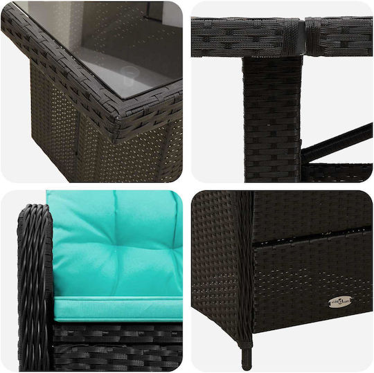 Outdoor Dining Room Set 7 Pieces Turquoise with Pillows