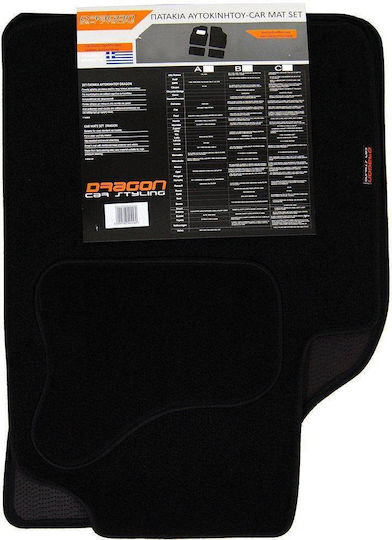 Dragon Car Styling Satz Vorder- und Hintermatten Universal 4Stück aus Teppichboden 1989-2000 Schwarz