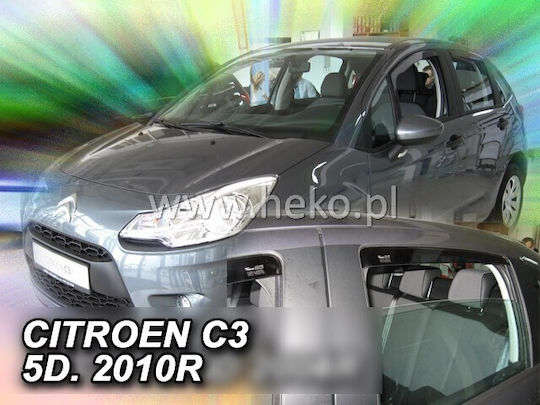 Heko Satz Windabweiser Vordere und Hintere Dark Fime für Citroen C3 II 5D 2009-2017 4Stück
