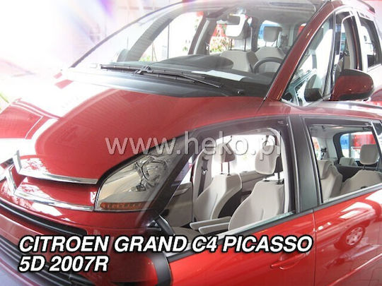 Heko Satz Windabweiser Vordere und Hintere Dark Fime für Citroen C4 Grand Picasso 2007-2013 4Stück