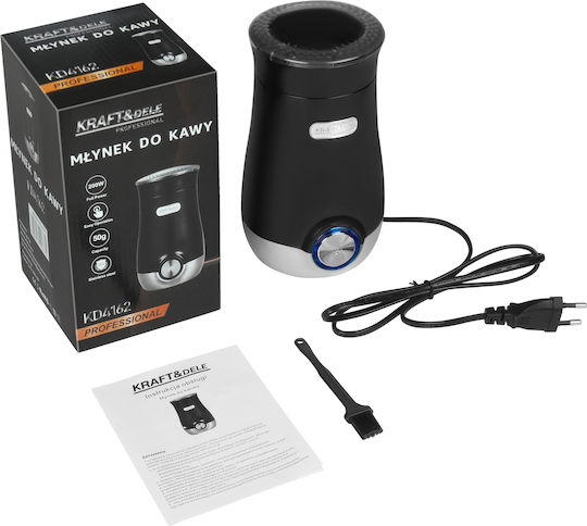 Kraft & Dele Râșniță Electrică de Cafea 200W cu Capacitate de 50gr Neagră