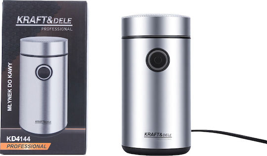 Kraft & Dele Râșniță Electrică de Cafea 250W cu Capacitate de 50gr Argintie