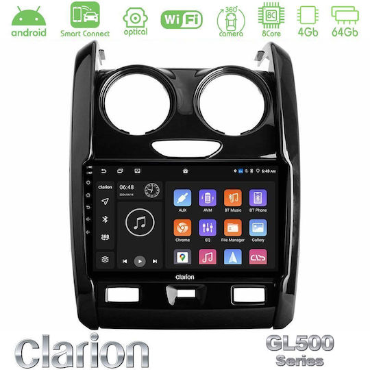 Clarion Car Audio System for Dacia Duster 2014-2018 (Bluetooth/USB/WiFi/GPS/Apple CarPlay/Android Auto) with 9" Touch Screen
