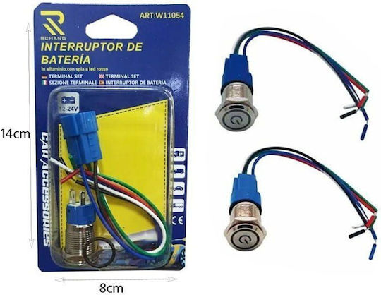 Comutator iluminat cu LED – Buton din oțel inoxidabil On Off 16mm 12-24v W14412-3