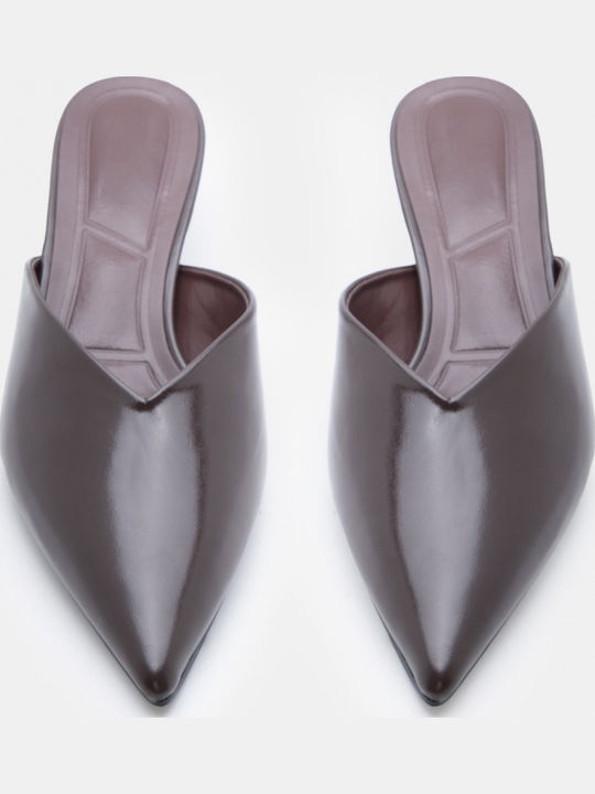 Mules With Low Heel In Brown Colour