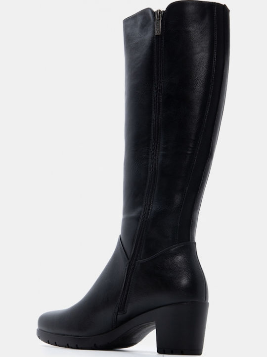 Suede Damenstiefel mit Mittlerem Absatz Schwarz