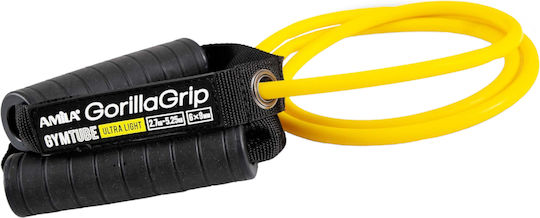AMILA Gorilla Grip Гума за Фитнес Тръбно Много Меко с Дръжки Жълто 1.4m