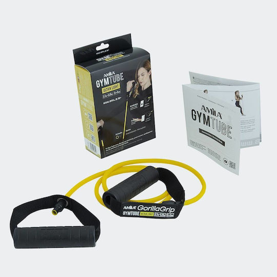 AMILA Gorilla Grip Гума за Фитнес Тръбно Много Меко с Дръжки Жълто 1.4m