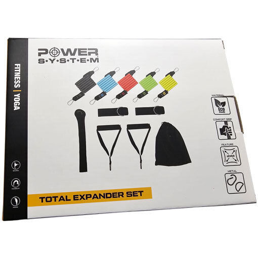 Power System Тръбни Гуми за Фитнес с Дръжки Комплект 5 Бр Многоцветни