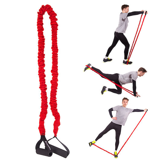 inSPORTline Resistance Band Morpo Heavy - 130cm Widerstandsbänder Gymtube Schwer mit Griffen Rot 1.3m