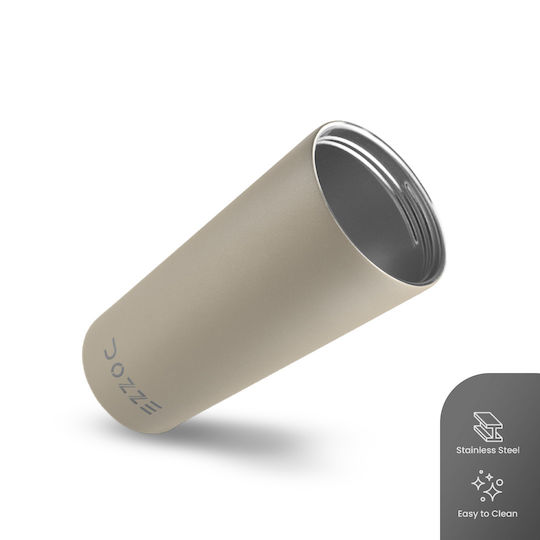 Monochrome Edition Handled Tumbler Θερμός Ανοξείδωτο BPA Free 592ml Almond Beige με Καλαμάκι και Λαβή